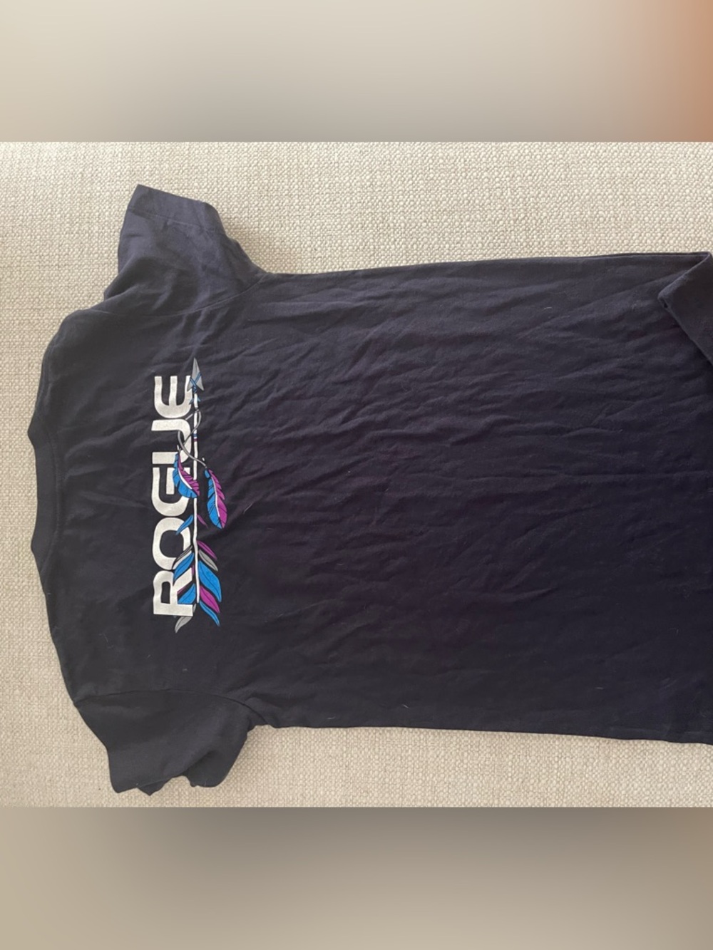 Rogue Black Graphic Tee with Feathers